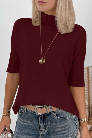 Luke & Estelle Quiet Morning Short Sleeve Mock Neck Sweater