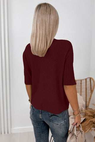 Luke & Estelle Quiet Morning Short Sleeve Mock Neck Sweater