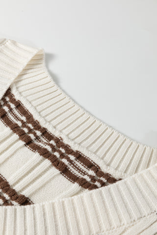 Luke & Estelle Café Stripe V-Neck Sweater Vest