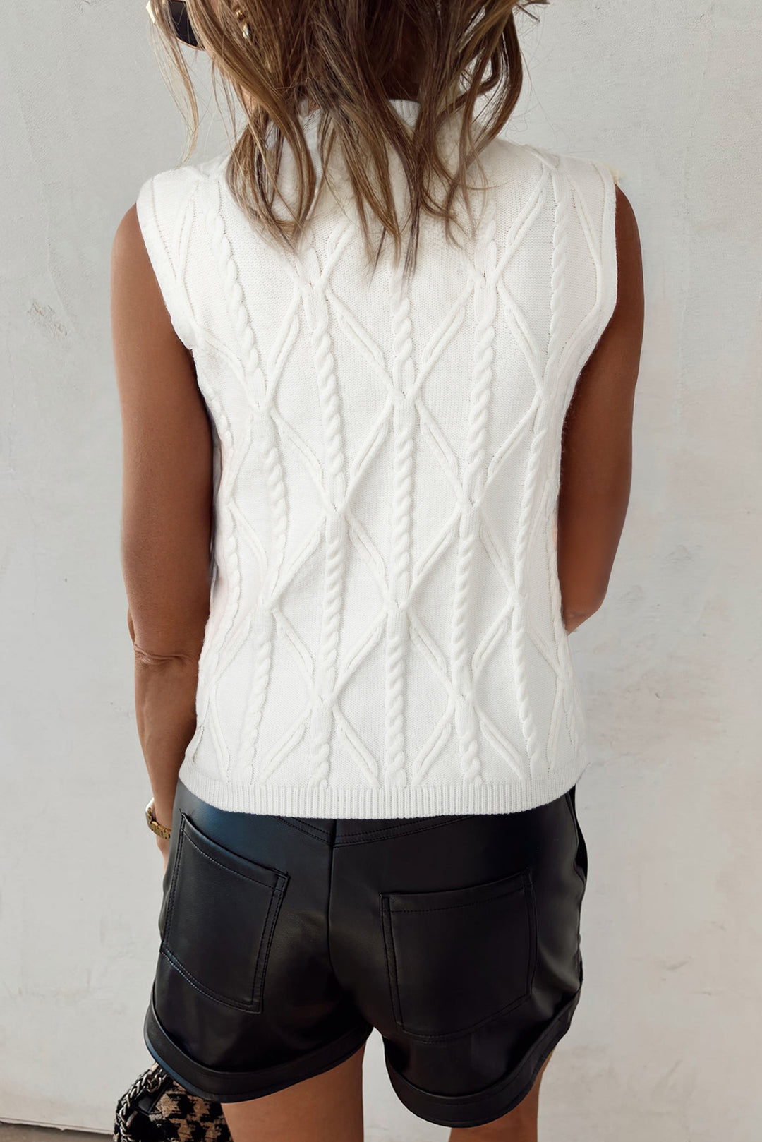 Pearl Luxe Cable Knit Sweater Vest