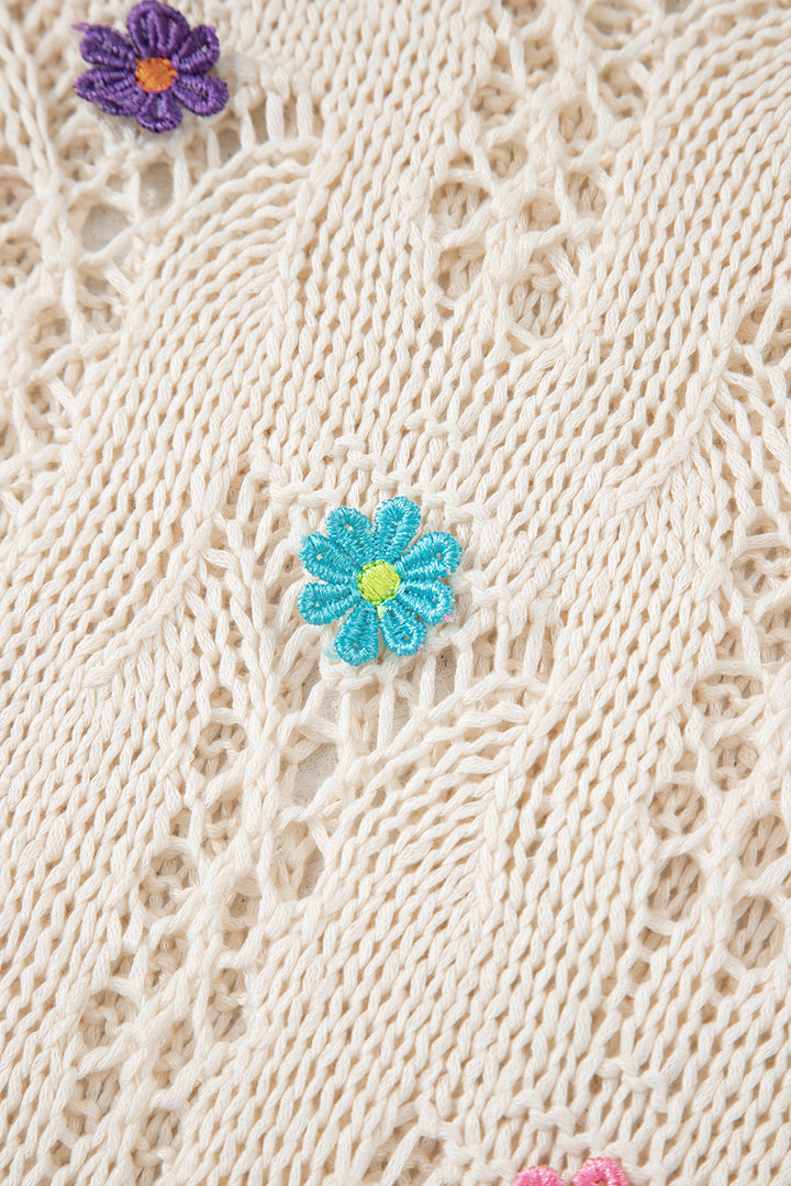 Sunset Bloom Confetti Daisy Crochet Sweater Top