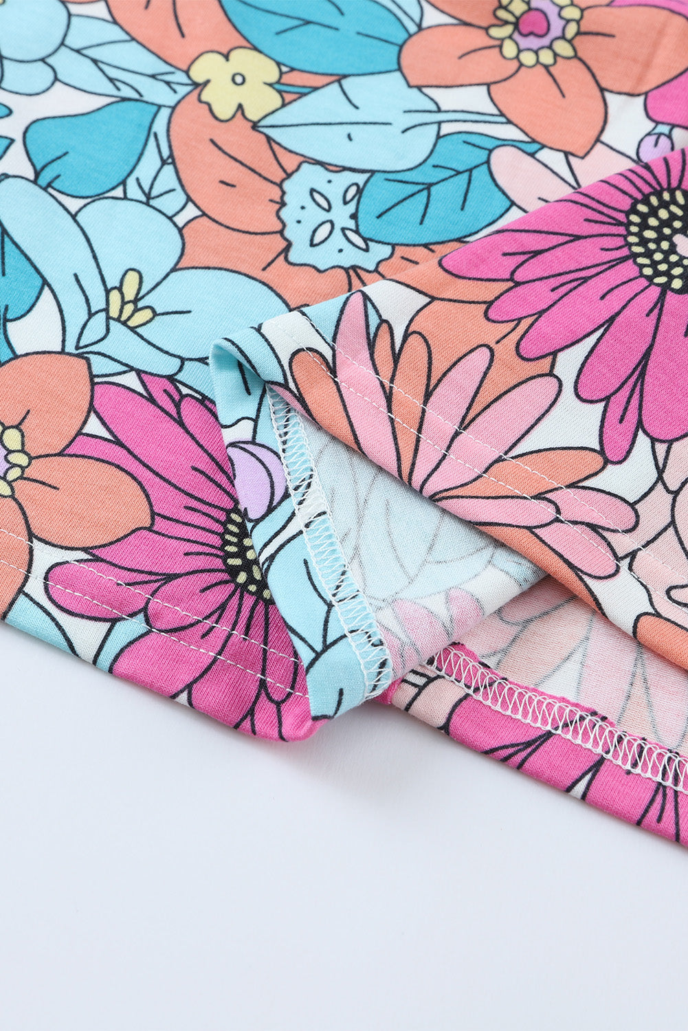 Wild Flower Round Neck Sleeveless Floral T-Shit Dress