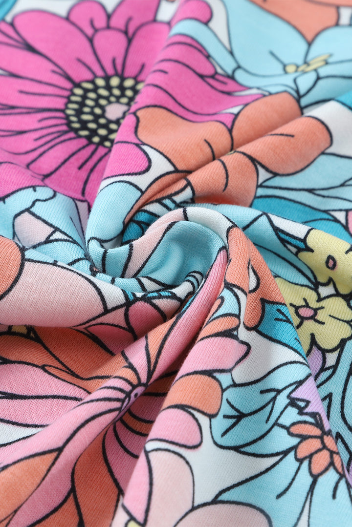 Wild Flower Round Neck Sleeveless Floral T-Shit Dress