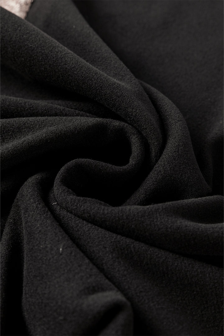 Midnight Sparkle Sequin-Sleeve Sweatshirt Dress (Black)