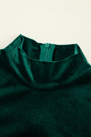 Emerald Velvet Tiered Ruffle Mini Dress – “Holiday Soirée”
