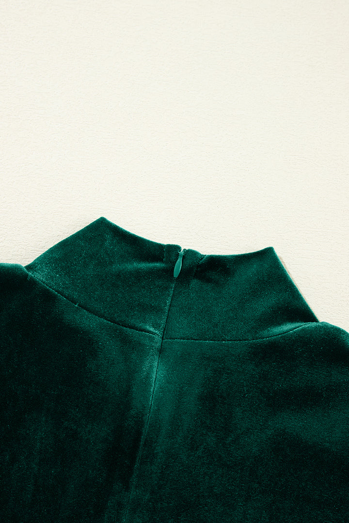 Emerald Velvet Tiered Ruffle Mini Dress – “Holiday Soirée”