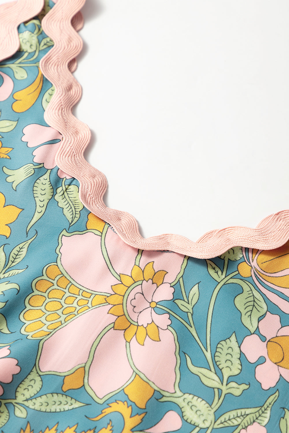 Bloom Bay Scallop-Trim Mini Dress – Teal Garden