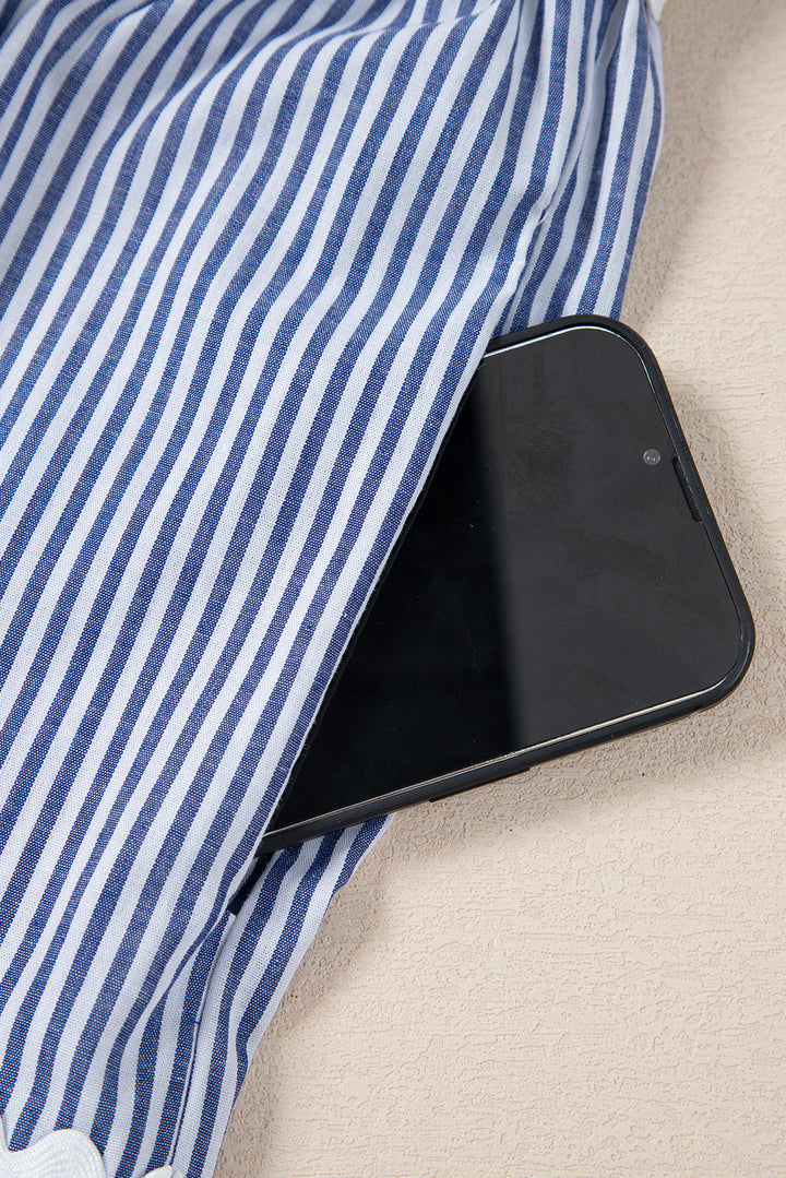 Seaside Stripe Ric-Rac Tiered Dress (with Pockets)