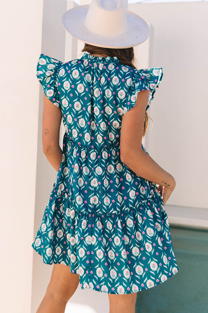Peacock Meadow Tiered Mini Dress