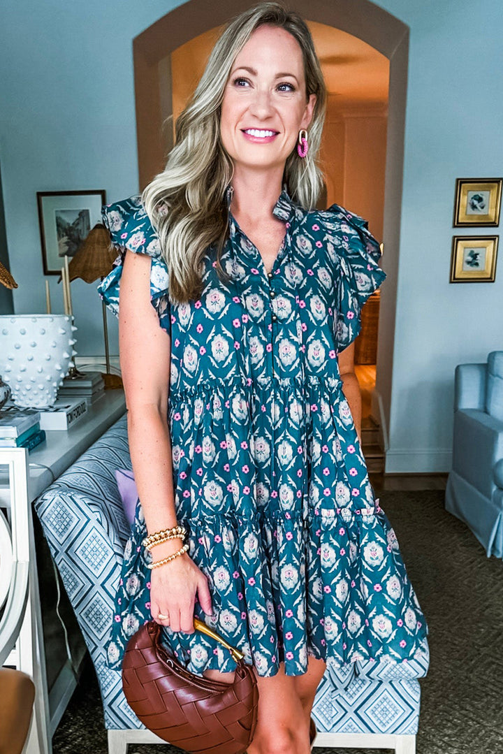 Peacock Meadow Tiered Mini Dress