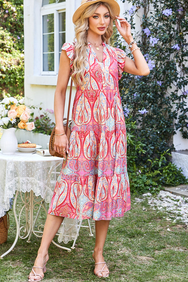 Garden Party Glow Paisley Tiered Midi Dress 🌺