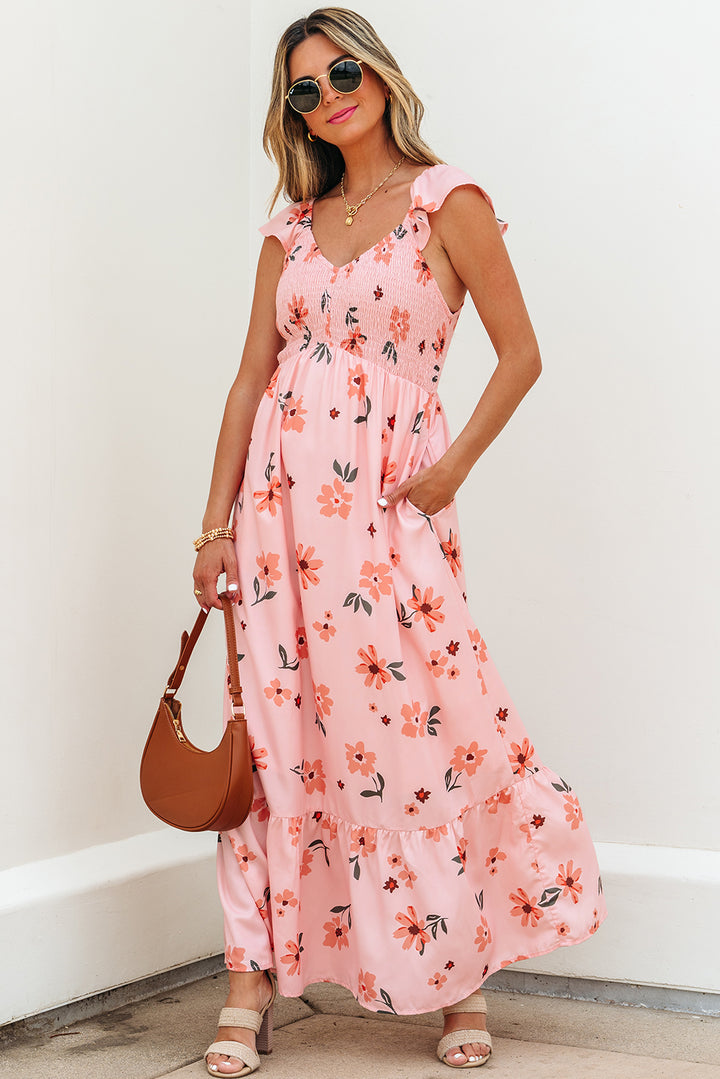 Sunset Petals Flutter Maxi Dress 🌺