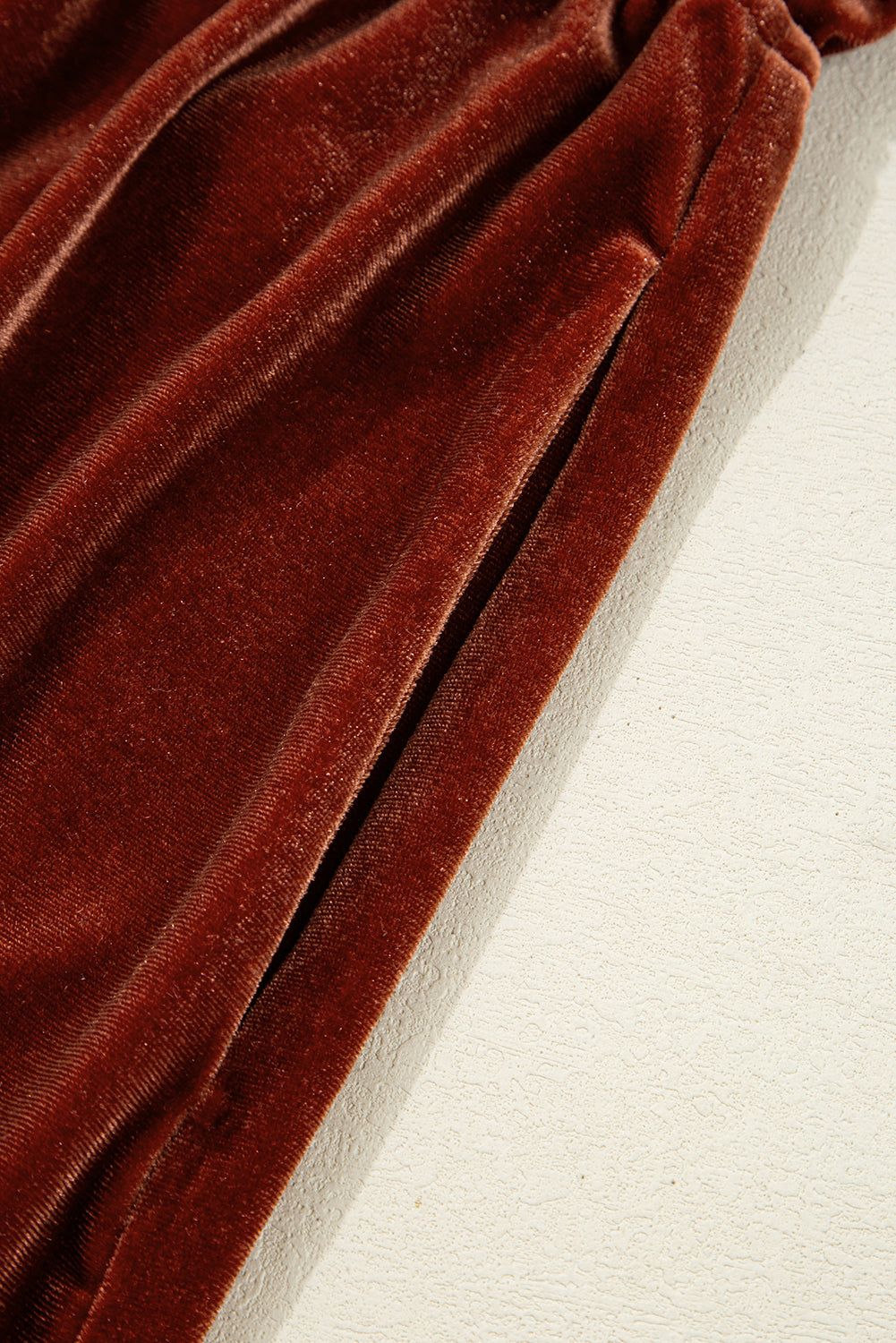 Velvet Afterglow Ruched Mini Dress – Rust