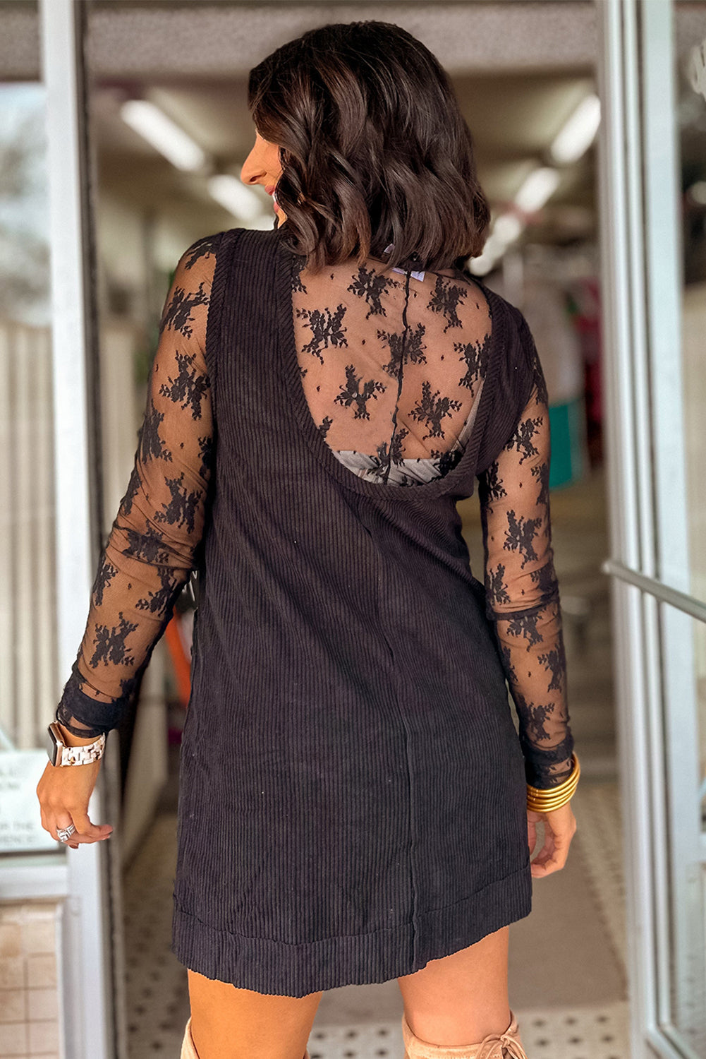 Velvet Noir Corduroy Jumper Dress