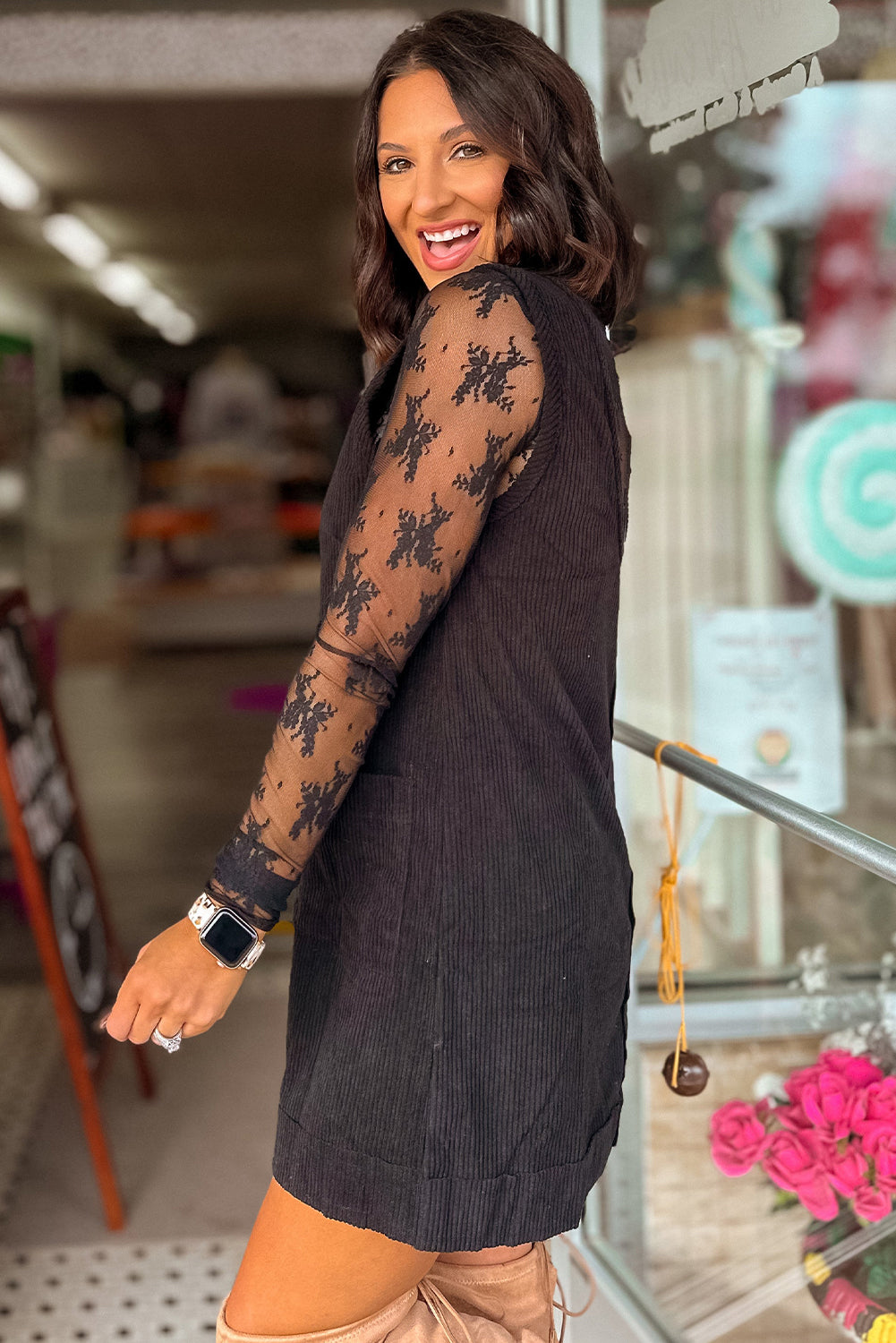 Velvet Noir Corduroy Jumper Dress