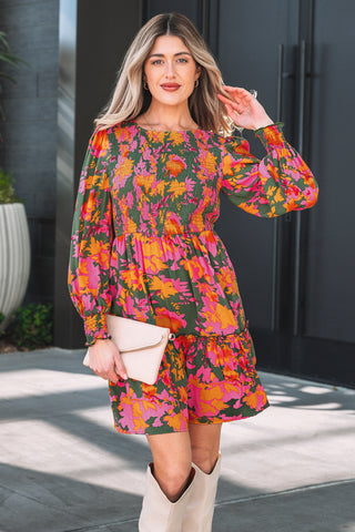 Luke & Estelle Painted Garden Smocked Mini Dress