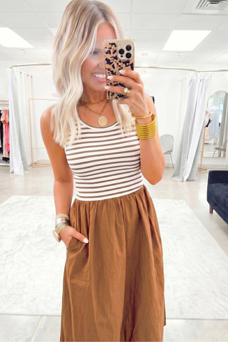 Luke & Estelle Harvest Stripe Colorblock Maxi Dress