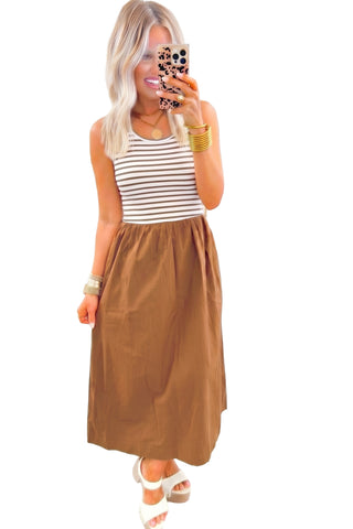 Luke & Estelle Harvest Stripe Colorblock Maxi Dress