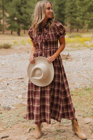 Luke & Estelle Autumn Heritage Smocked Plaid Midi Dress
