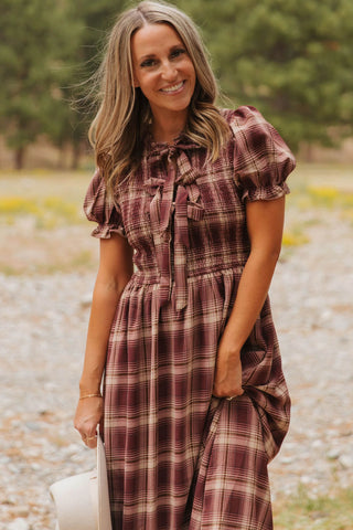 Luke & Estelle Autumn Heritage Smocked Plaid Midi Dress