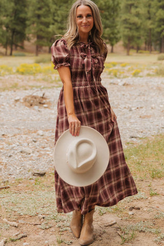 Luke & Estelle Autumn Heritage Smocked Plaid Midi Dress