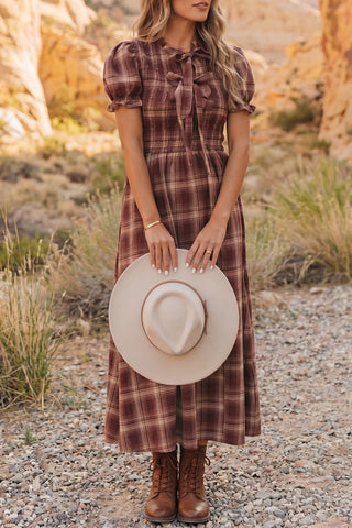 Luke & Estelle Autumn Heritage Smocked Plaid Midi Dress