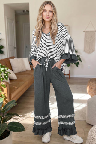 Cider Mill Striped Ruffle Two-Piece Set