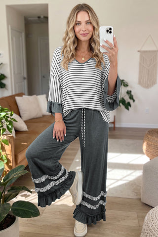 Cider Mill Striped Ruffle Two-Piece Set