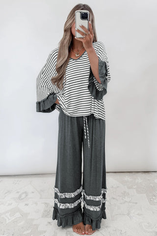 Cider Mill Striped Ruffle Two-Piece Set