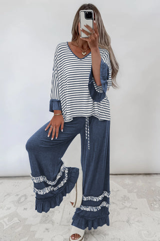 Cider Mill Striped Ruffle Two-Piece Set