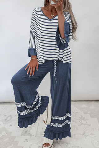 Cider Mill Striped Ruffle Two-Piece Set
