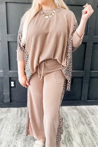 Sunday Drive Leopard Ribbed Lounge Set