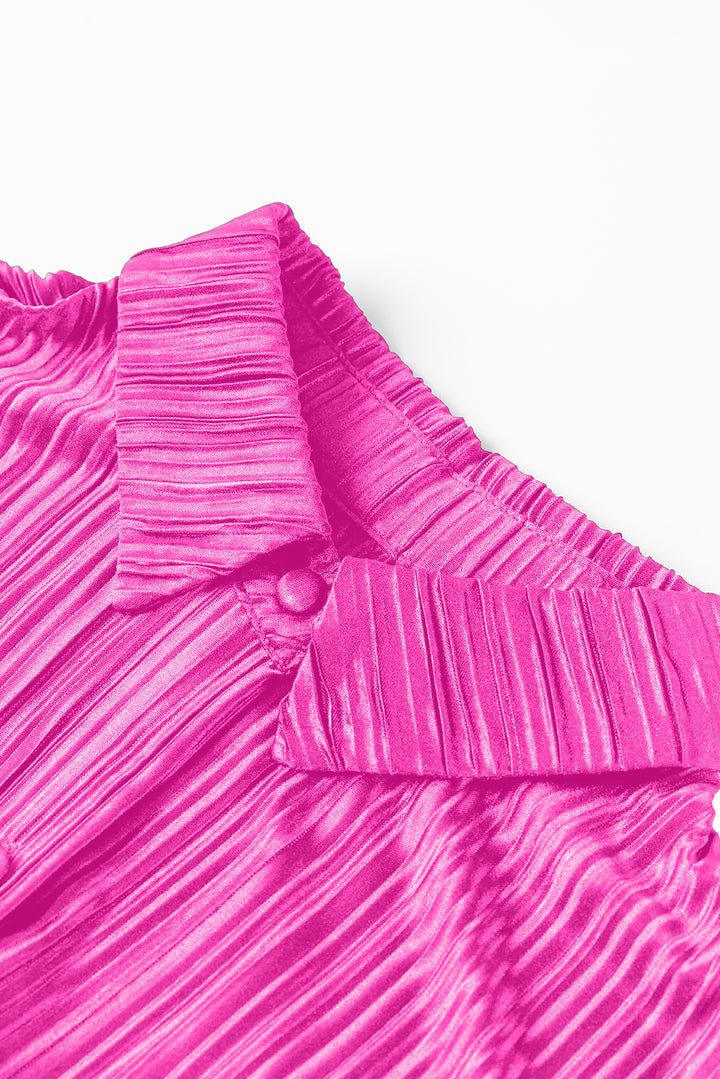 Hot Pink Pleated Power Set (Top + Pants)