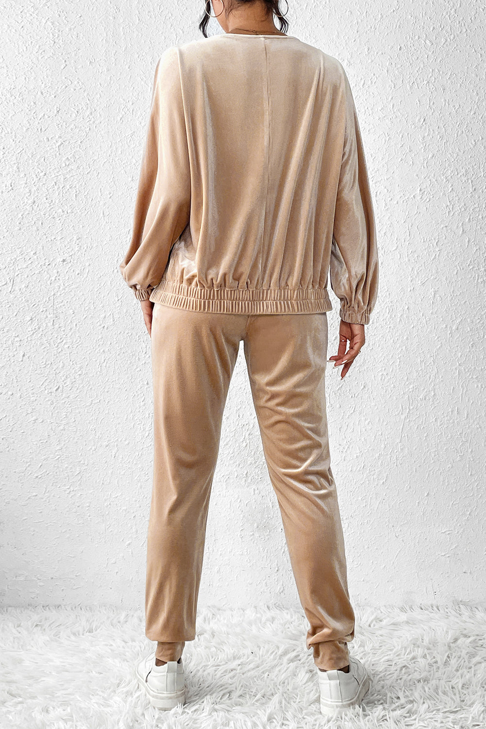 Luxe Velour Zip Jogger Set – Champagne Taupe ✨
