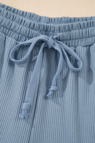 Luke & Estelle Chill Mode Blue Mist Waffle-Knit Lounge Set