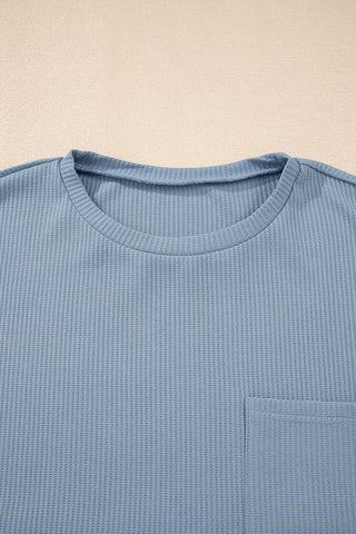 Luke & Estelle Chill Mode Blue Mist Waffle-Knit Lounge Set