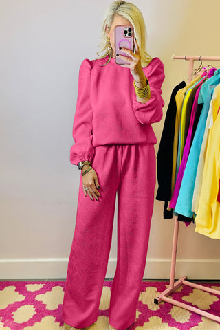 ✨ Luxe Textured Lounge Set – Hot Pink or Classic Black | Effortless Chic Comfort ✨