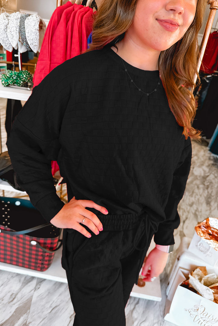 Cozy Luxe Checkerboard Textured 2-Piece Lounge Set