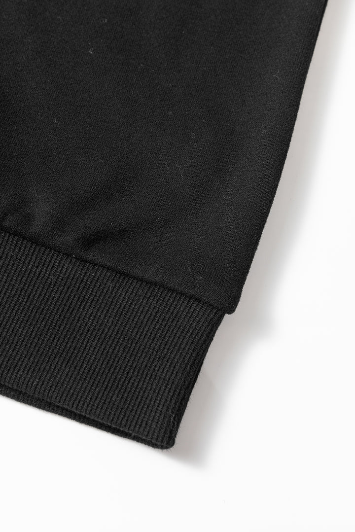 Black Colorful Striped Crewneck Sweatshirt and Shorts Two Piece Casual Set