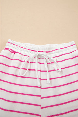 Fall Into Comfort Knit Stripe Set – Bright Pink & White