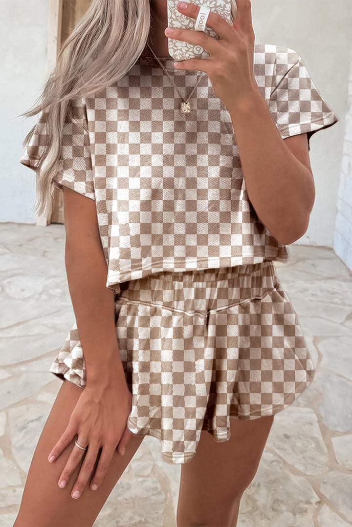 Check Me Out – Viral Gingham Skorts Lounge Set
