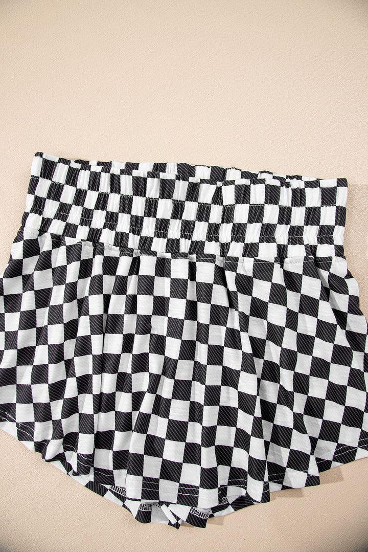 Check Me Out – Black & White Viral Gingham Skorts Lounge Set