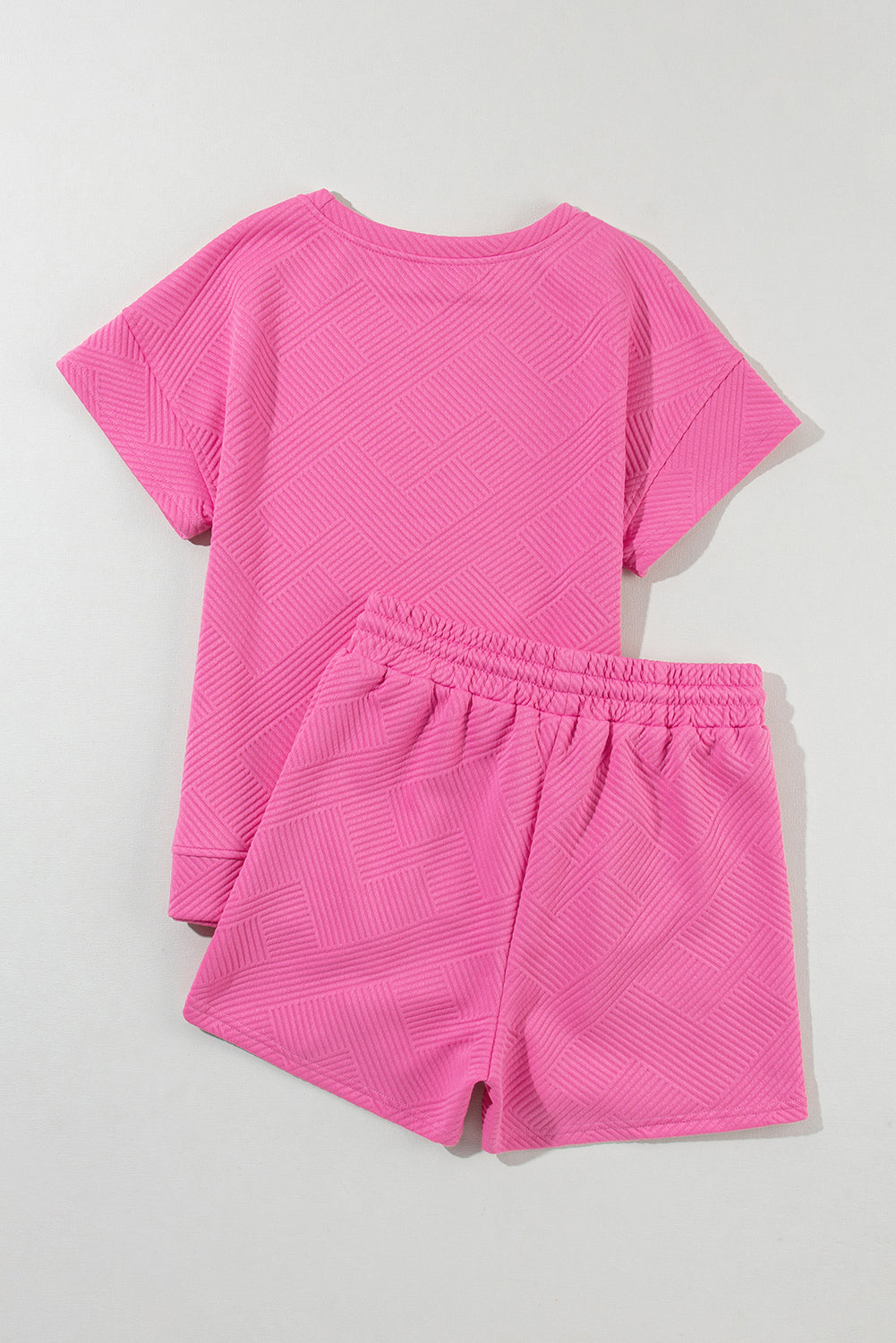 Hot Pink 2 Piece Textured Short Outfit with Sequined "MAMA" Graphic