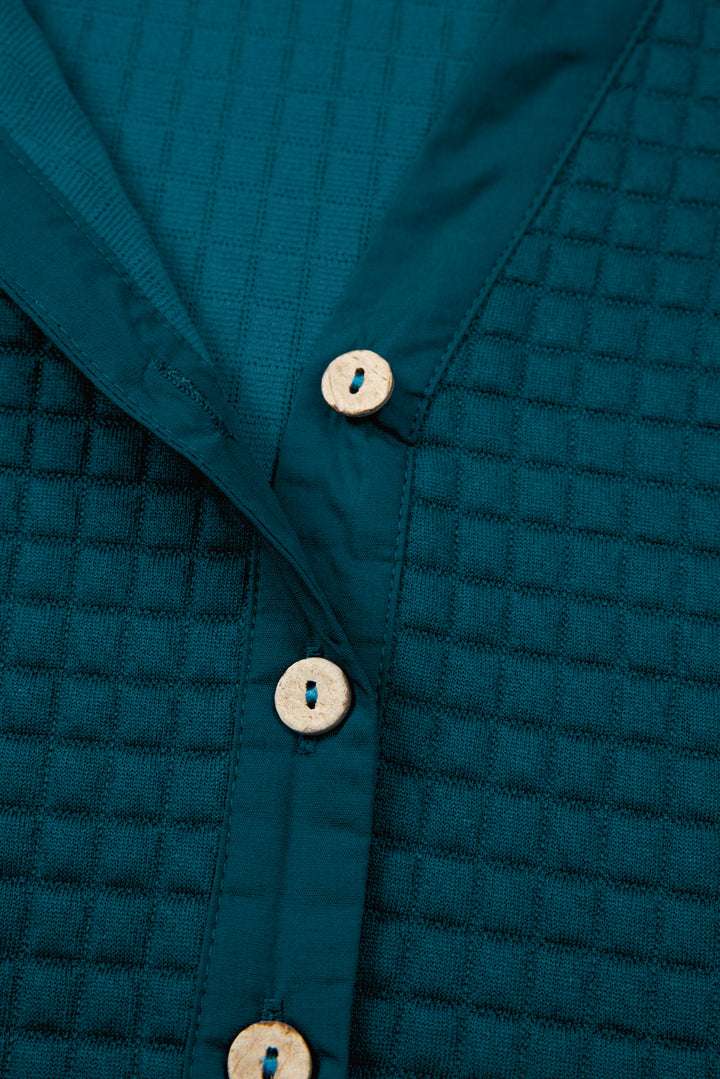 Luke & Estelle "Cozy Confidence" Waffle Knit Buttoned Lounge Set – Teal