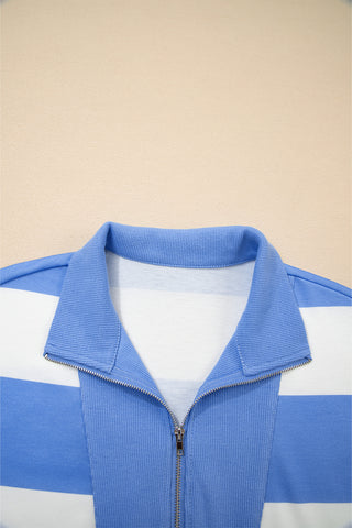 Weekend Stripe Half Zip Set – Relaxed Shorts Set