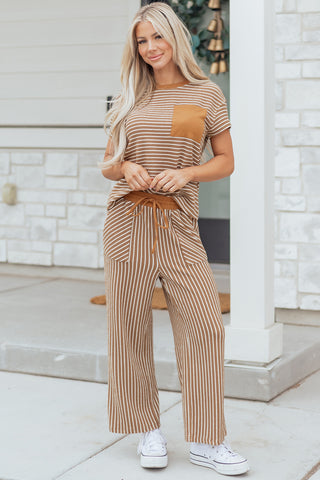 Everyday Stripe Lounge Set – Drawstring Cropped Pant Set