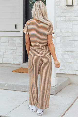 Everyday Stripe Lounge Set – Drawstring Cropped Pant Set