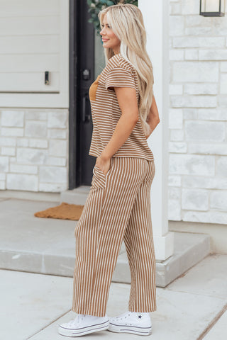 Everyday Stripe Lounge Set – Drawstring Cropped Pant Set
