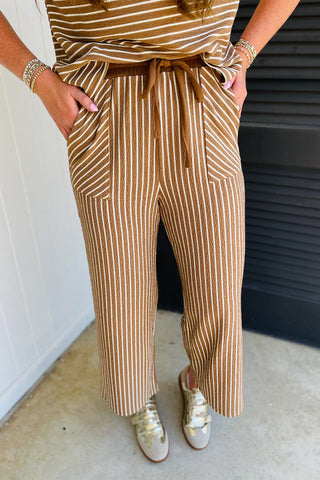 Everyday Stripe Lounge Set – Drawstring Cropped Pant Set