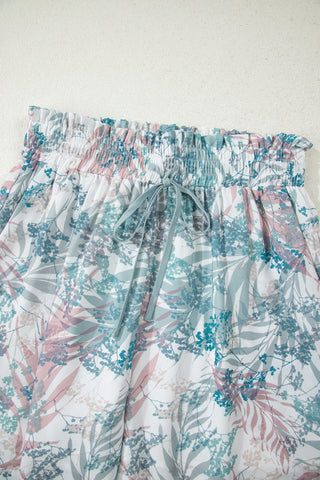 Floral patterned skirt with a white background